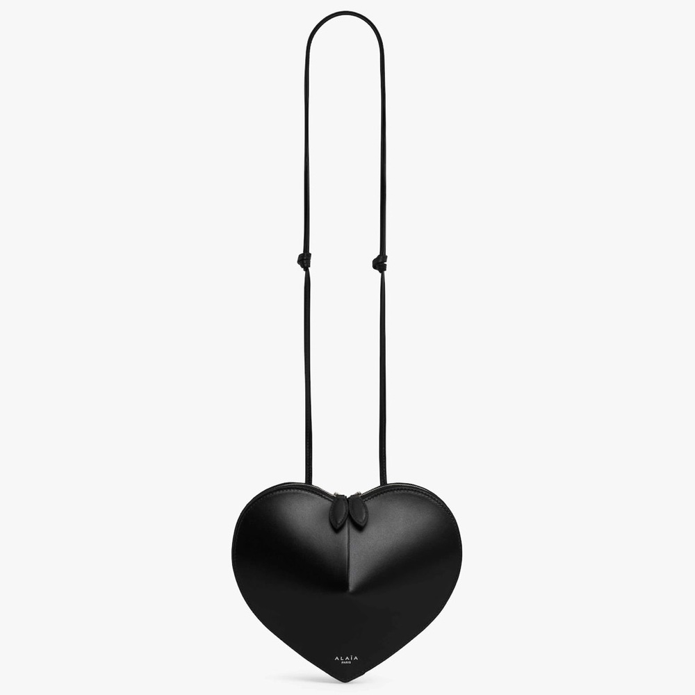 ALAIA Le Coeur Heart Shape Leather Shoulder Bag in Black